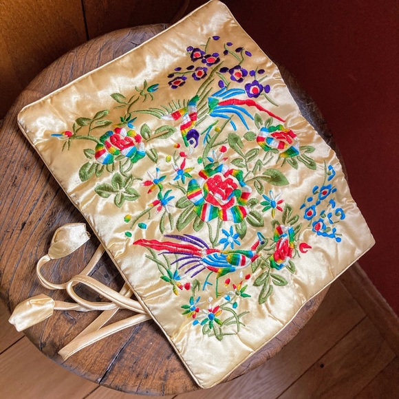 NWT Asian gold silk jewelry roll travel organizer - Picture 5 of 11